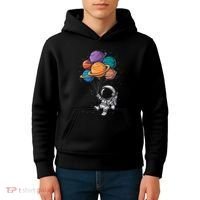 Astronaut Holding Planet Balloons Floating In Space Kids Hoodie thumb 4