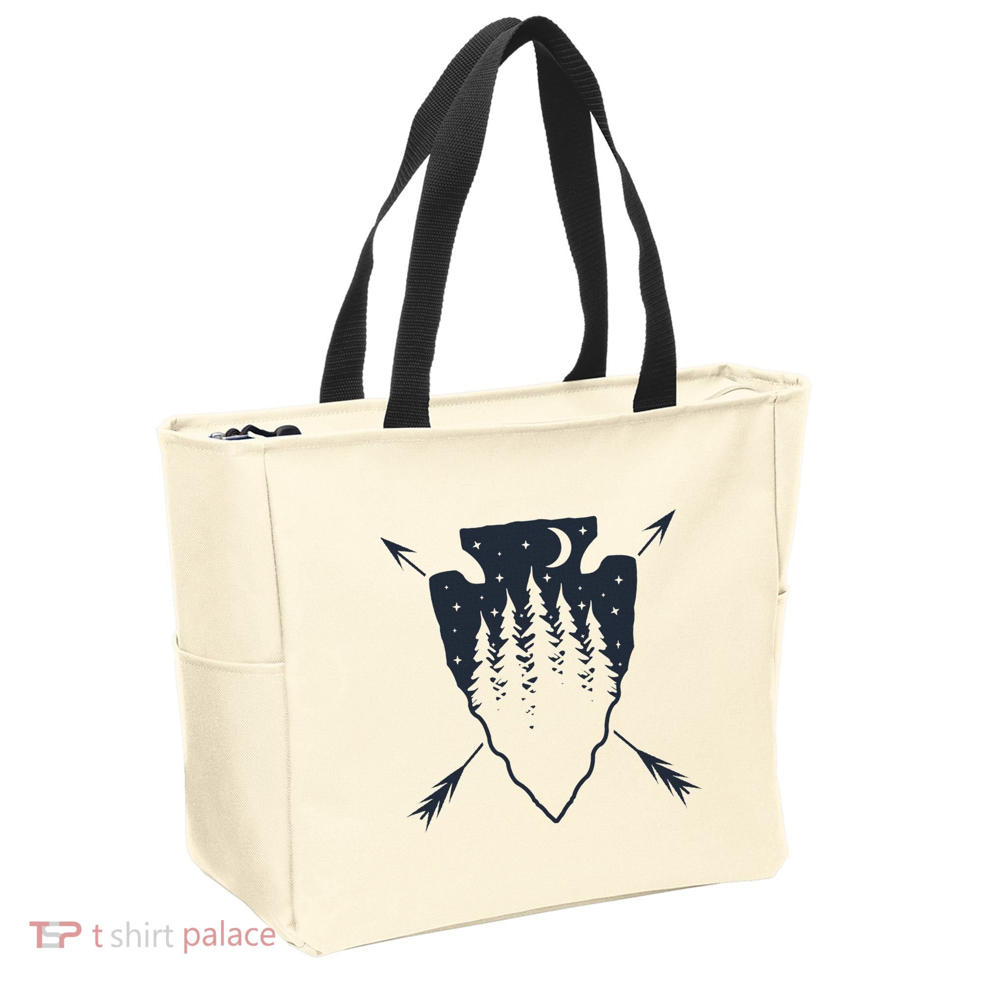 Arrowhead Hunting Pine Tree Moon Scenery Arrowhead Hunter Tote Bag