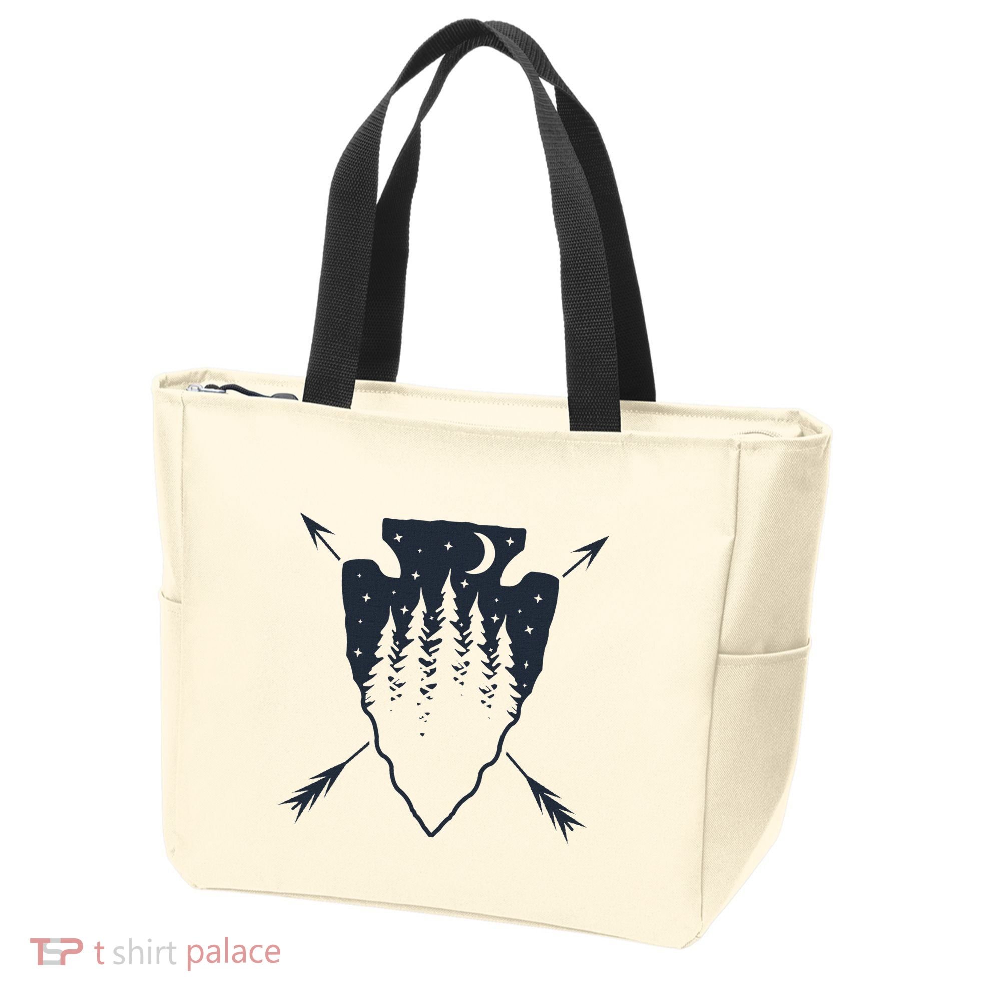 Arrowhead Hunting Pine Tree Moon Scenery Arrowhead Hunter Tote Bag