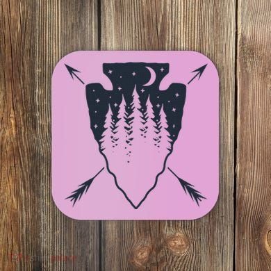 Arrowhead Hunting Pine Tree Moon Scenery Arrowhead Hunter Coaster
