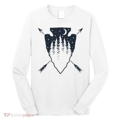 Arrowhead Hunting Pine Tree Moon Scenery Arrowhead Hunter Long Sleeve Shirt