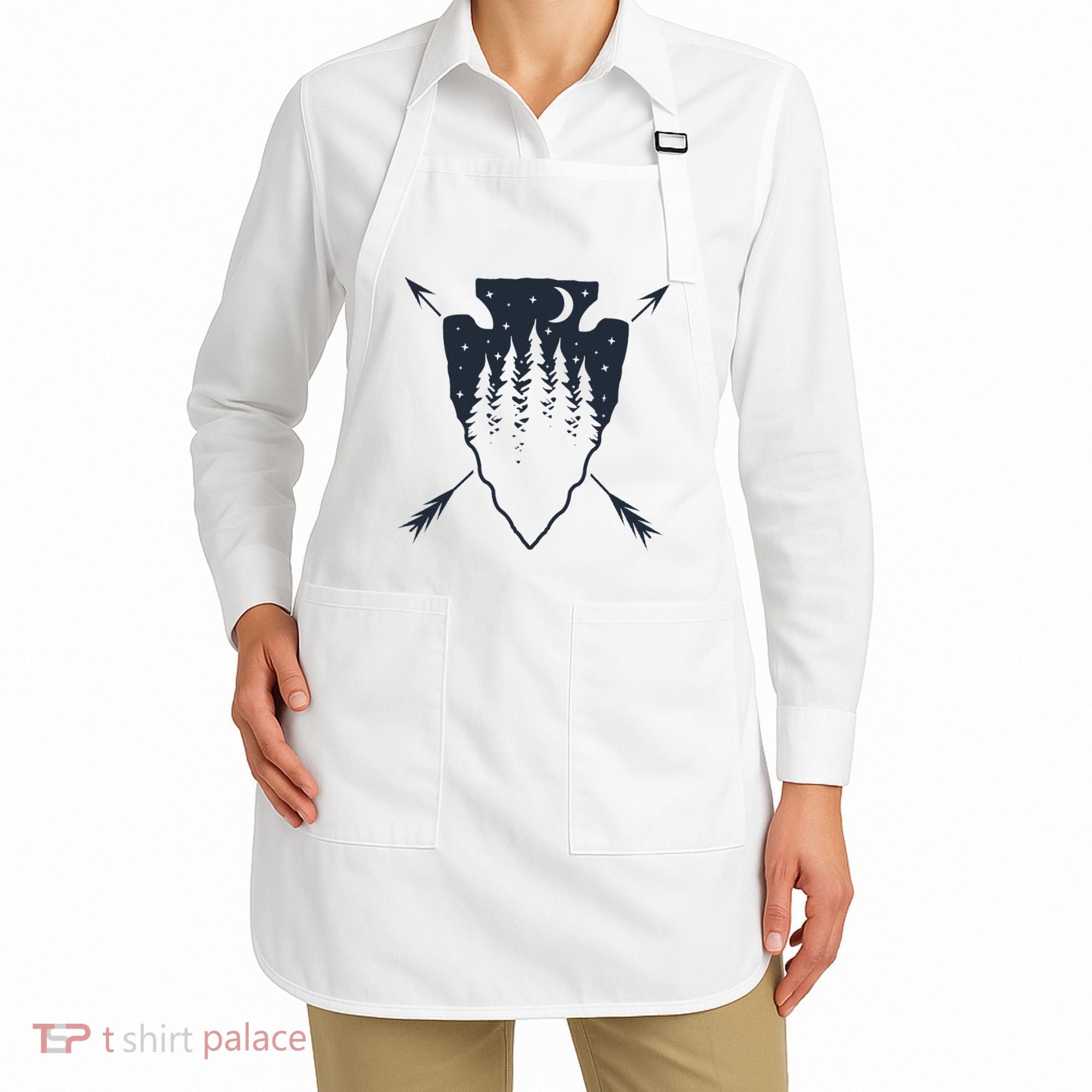 Arrowhead Hunting Pine Tree Moon Scenery Arrowhead Hunter Apron