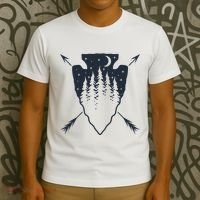 Arrowhead Hunting Pine Tree Moon Scenery Arrowhead Hunter T-Shirt thumb 3