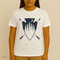 Arrowhead Hunting Pine Tree Moon Scenery Arrowhead Hunter T-Shirt thumb 4
