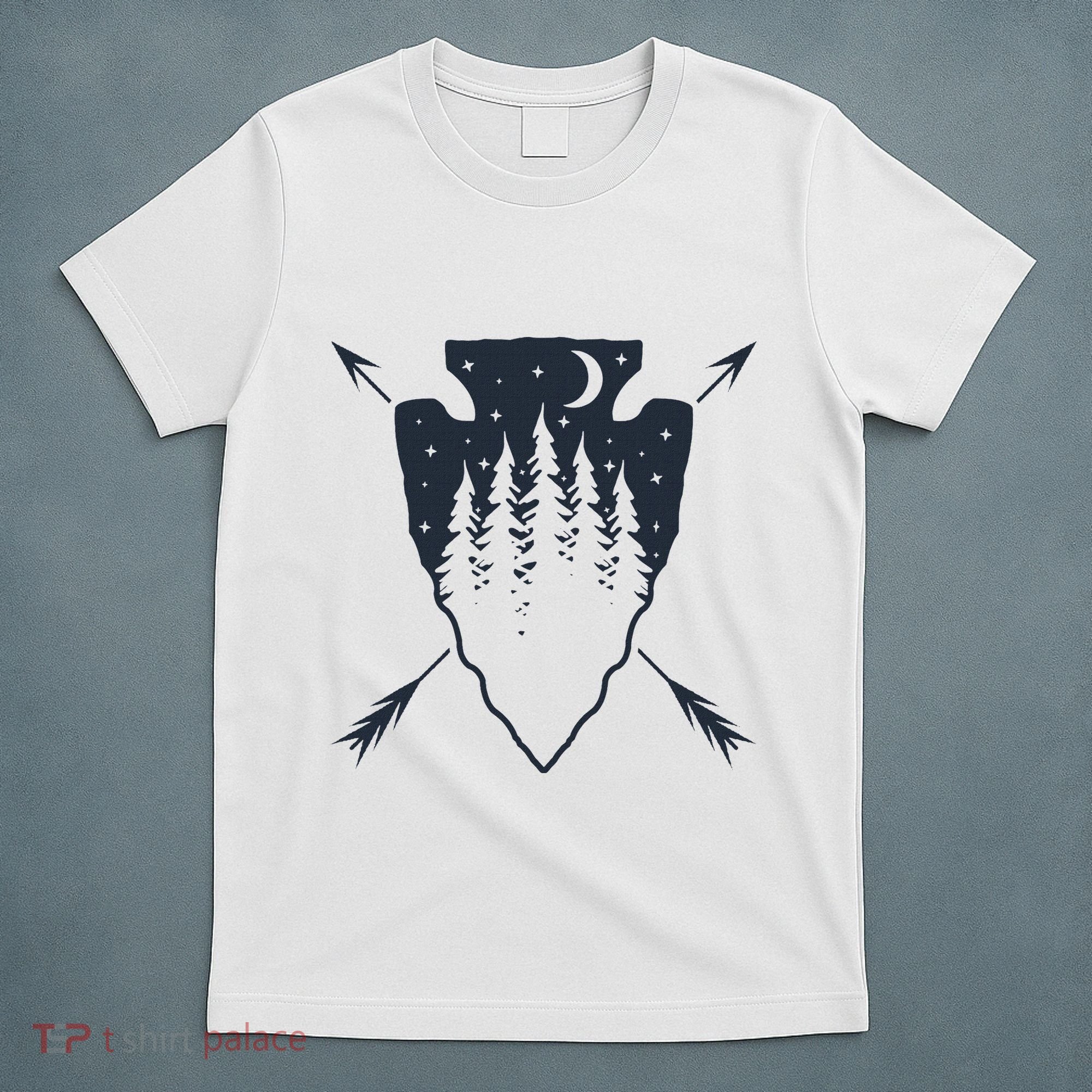 Arrowhead Hunting Pine Tree Moon Scenery Arrowhead Hunter T-Shirt