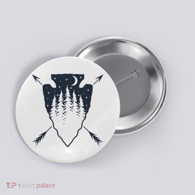 Arrowhead Hunting Pine Tree Moon Scenery Arrowhead Hunter Button