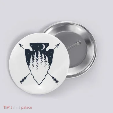 Arrowhead Hunting Pine Tree Moon Scenery Arrowhead Hunter Button