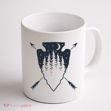 Arrowhead Hunting Pine Tree Moon Scenery Arrowhead Hunter Coffee Mug back