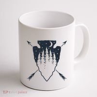 Arrowhead Hunting Pine Tree Moon Scenery Arrowhead Hunter Coffee Mug thumb 1