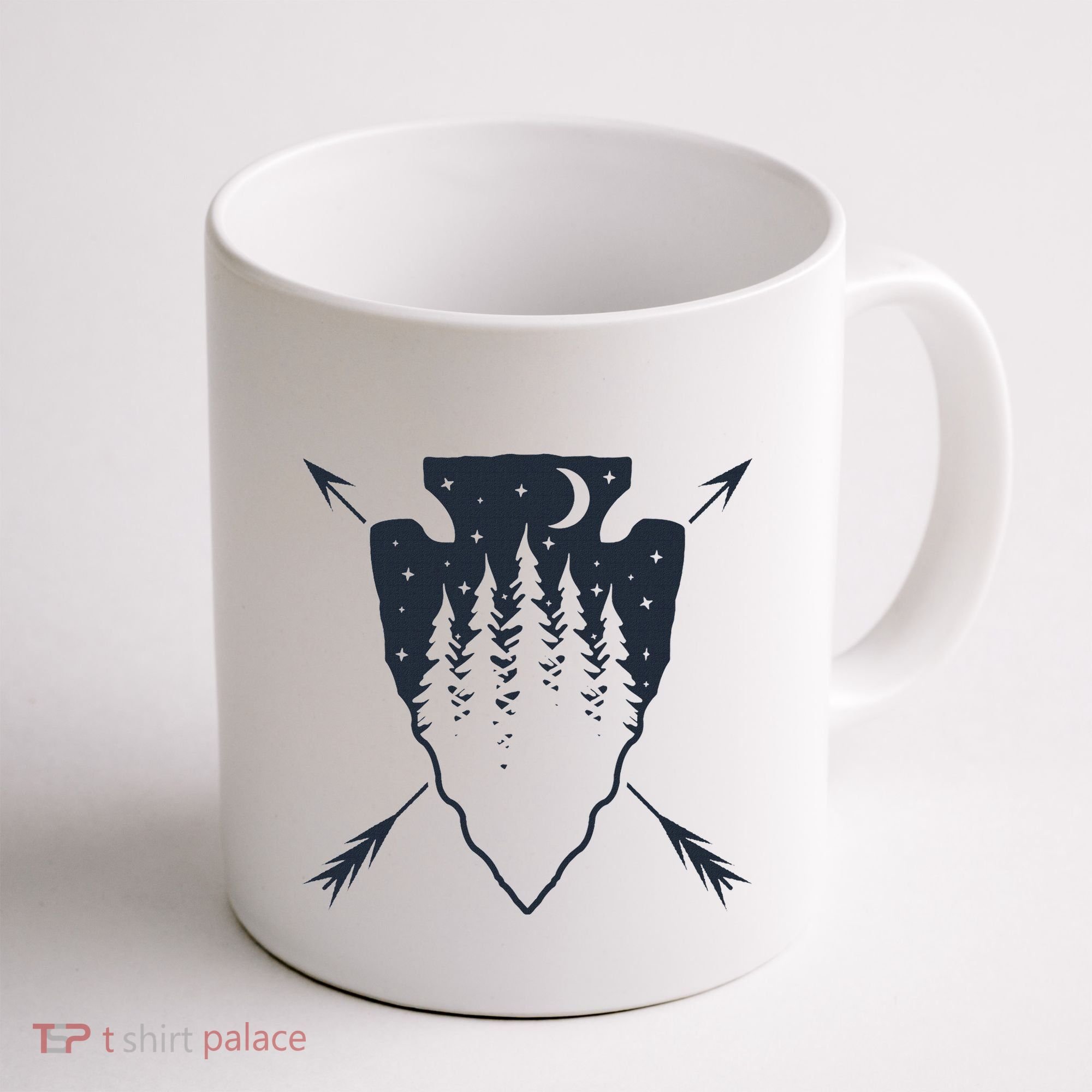 Arrowhead Hunting Pine Tree Moon Scenery Arrowhead Hunter Coffee Mug