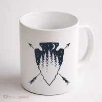 Arrowhead Hunting Pine Tree Moon Scenery Arrowhead Hunter Coffee Mug thumb 1