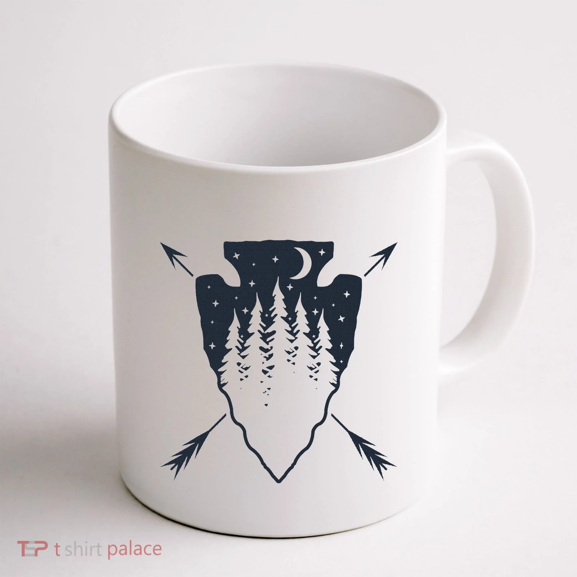 Arrowhead Hunting Pine Tree Moon Scenery Arrowhead Hunter Coffee Mug