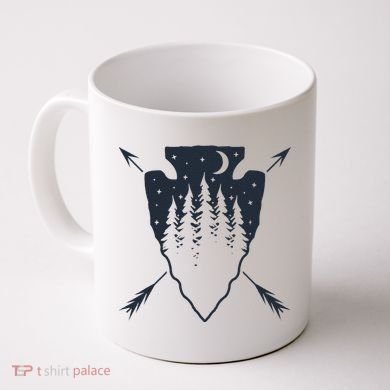 Arrowhead Hunting Pine Tree Moon Scenery Arrowhead Hunter Coffee Mug