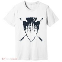 Arrowhead Hunting Pine Tree Moon Scenery Arrowhead Hunter Premium T-Shirt thumb 0