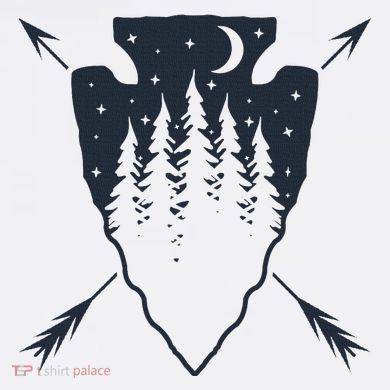 Arrowhead Hunting Pine Tree Moon Scenery Arrowhead Hunter Premium T-Shirt