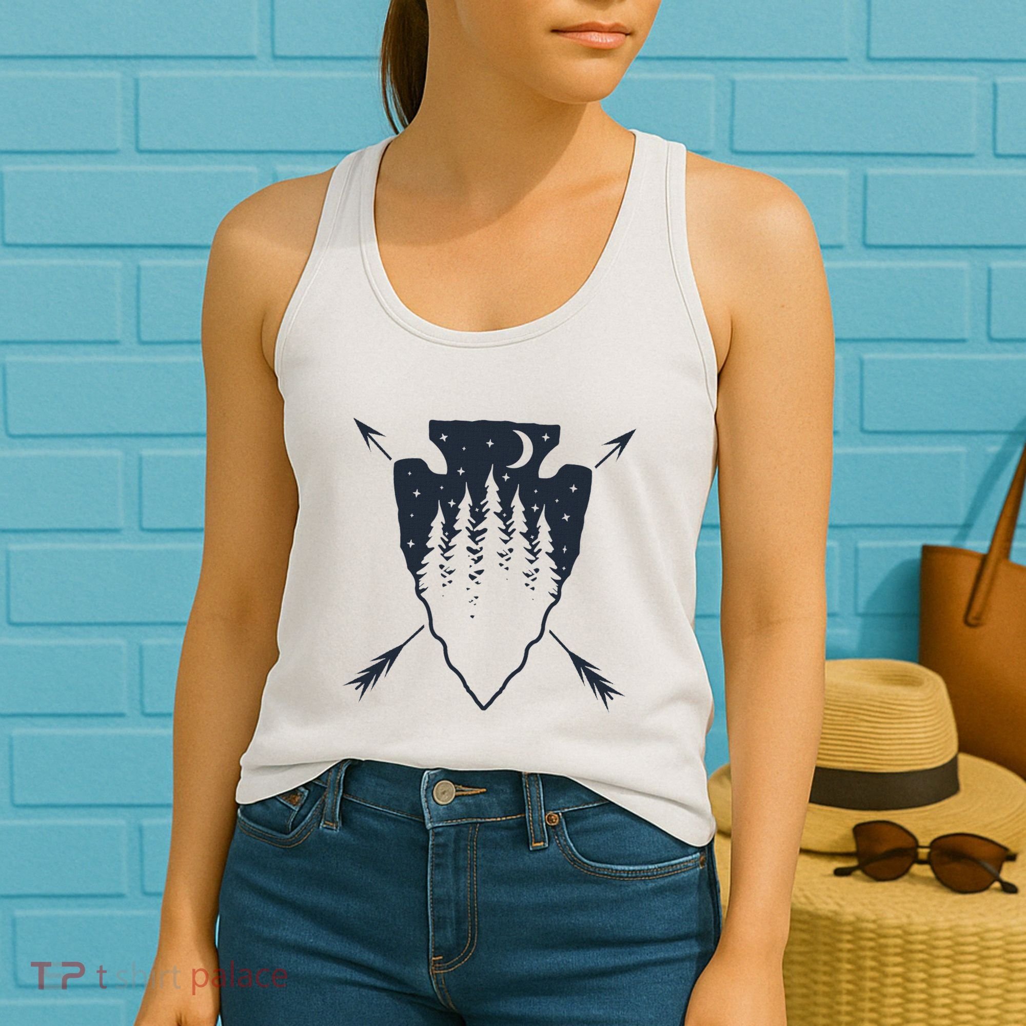 Arrowhead Hunting Pine Tree Moon Scenery Arrowhead Hunter Women's Tank Top