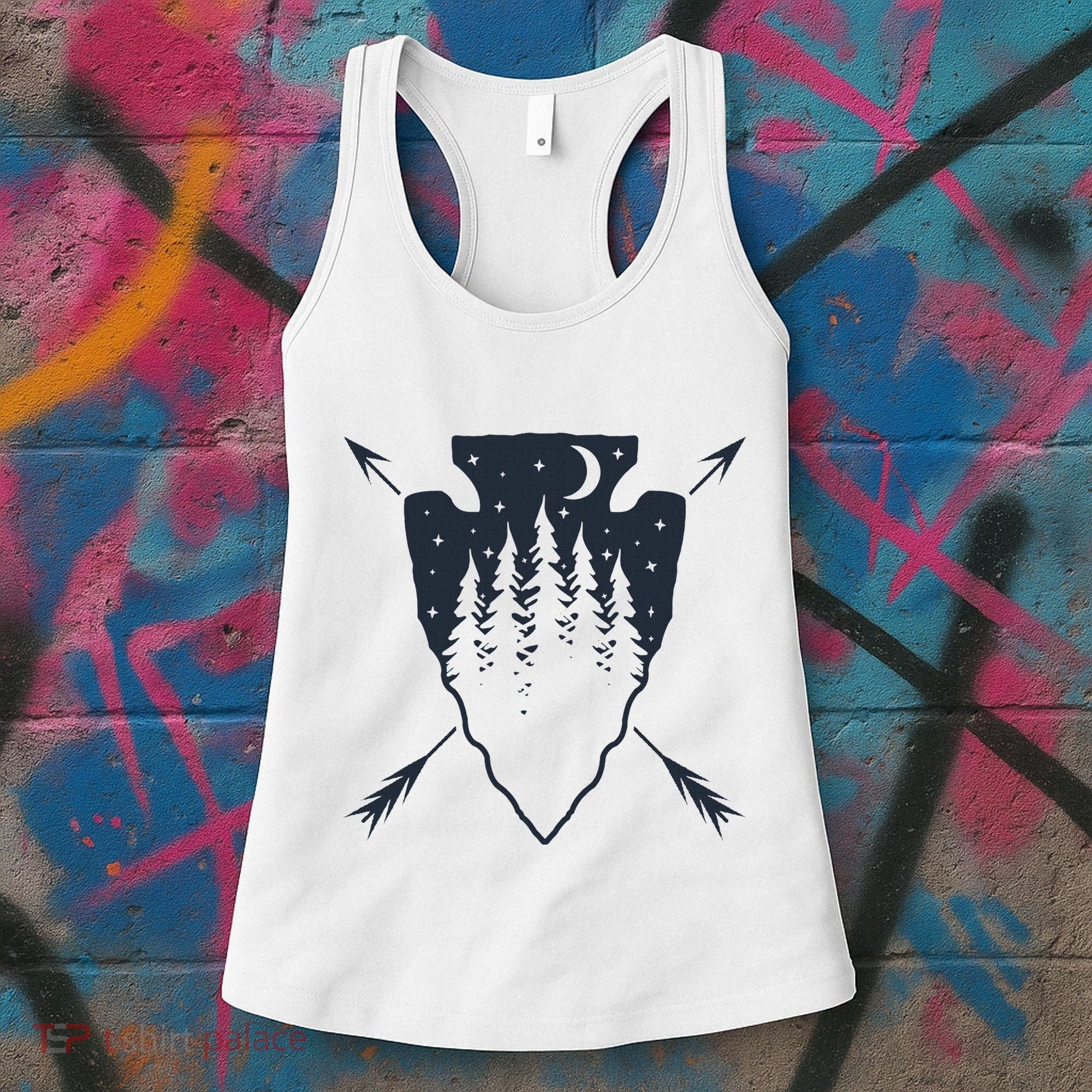 Arrowhead Hunting Pine Tree Moon Scenery Arrowhead Hunter Women's Tank Top