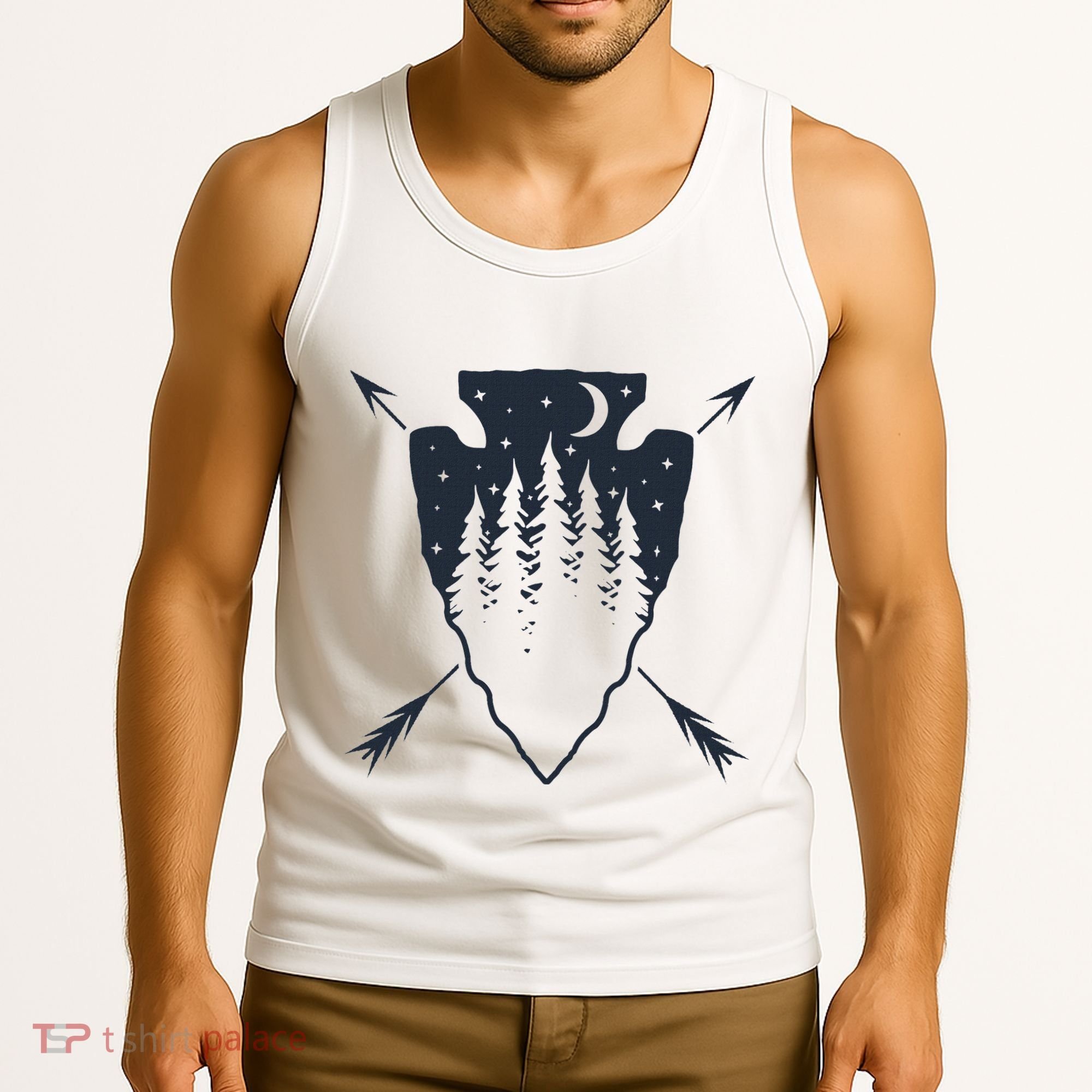 Arrowhead Hunting Pine Tree Moon Scenery Arrowhead Hunter Tank Top