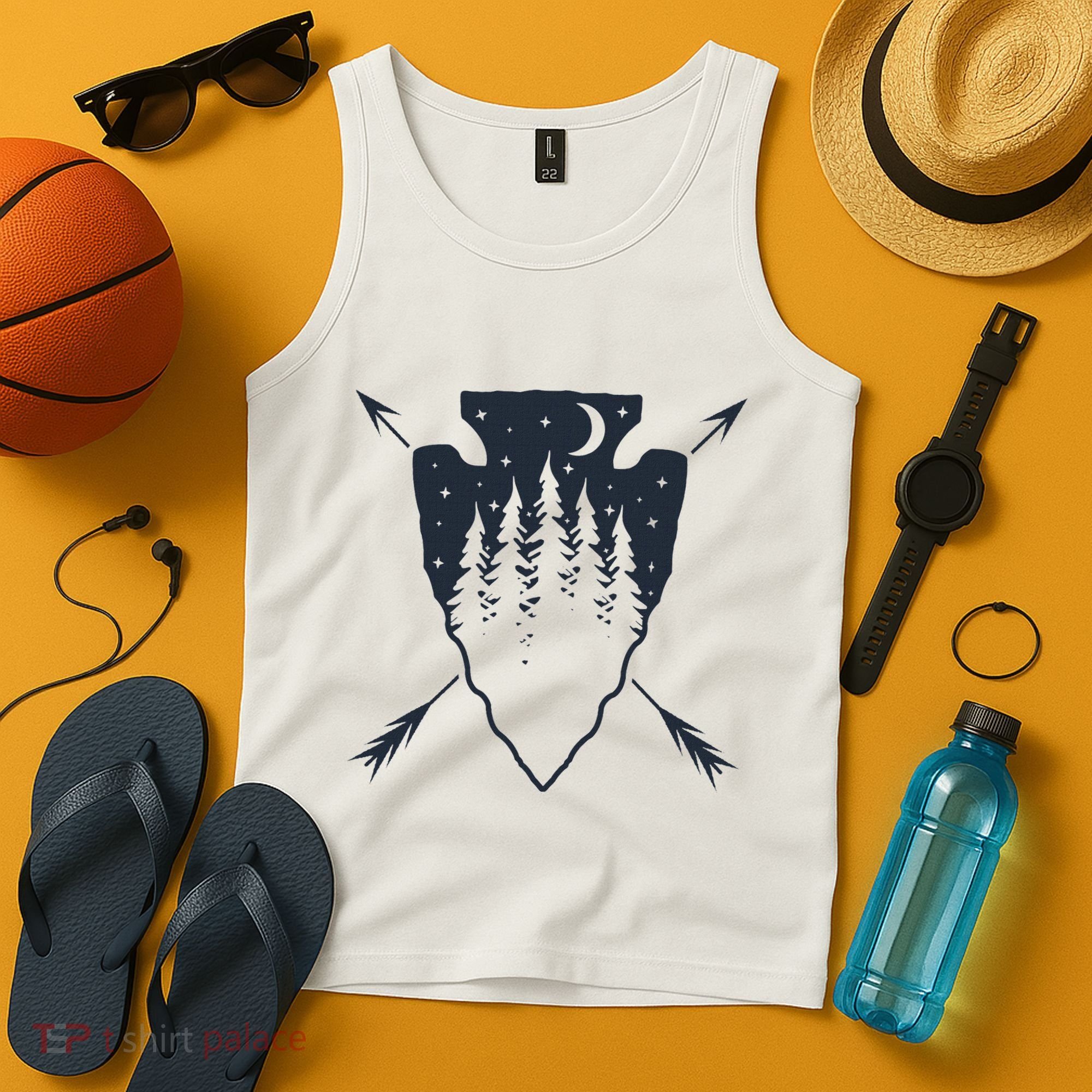 Arrowhead Hunting Pine Tree Moon Scenery Arrowhead Hunter Tank Top