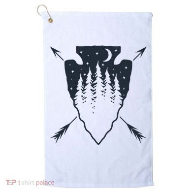 Arrowhead Hunting Pine Tree Moon Scenery Arrowhead Hunter Golf Towel