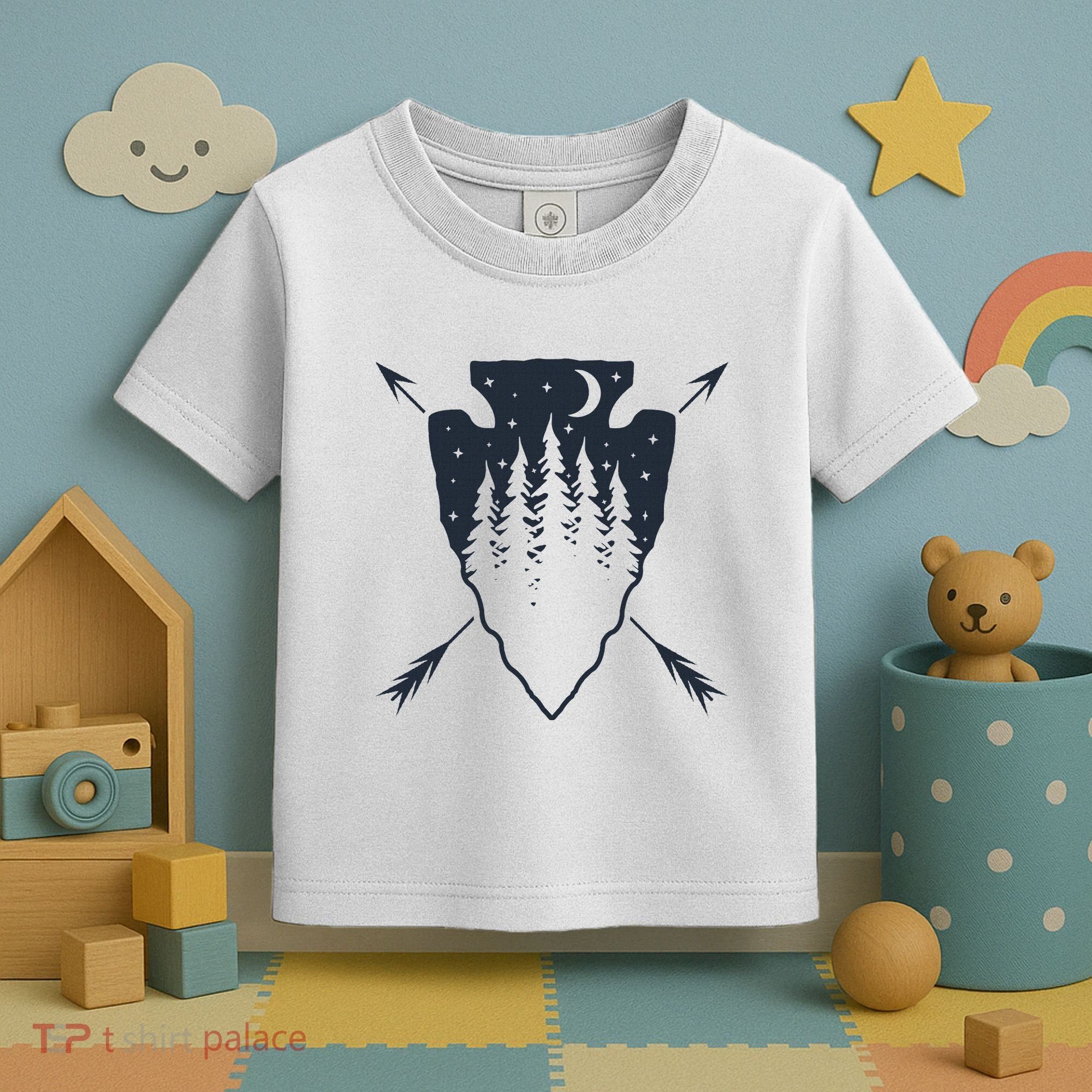 Arrowhead Hunting Pine Tree Moon Scenery Arrowhead Hunter Toddler T-Shirt