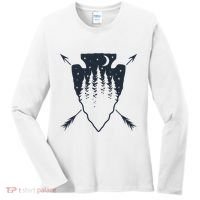 Arrowhead Hunting Pine Tree Moon Scenery Arrowhead Hunter Women's Long Sleeve Shirt thumb 0
