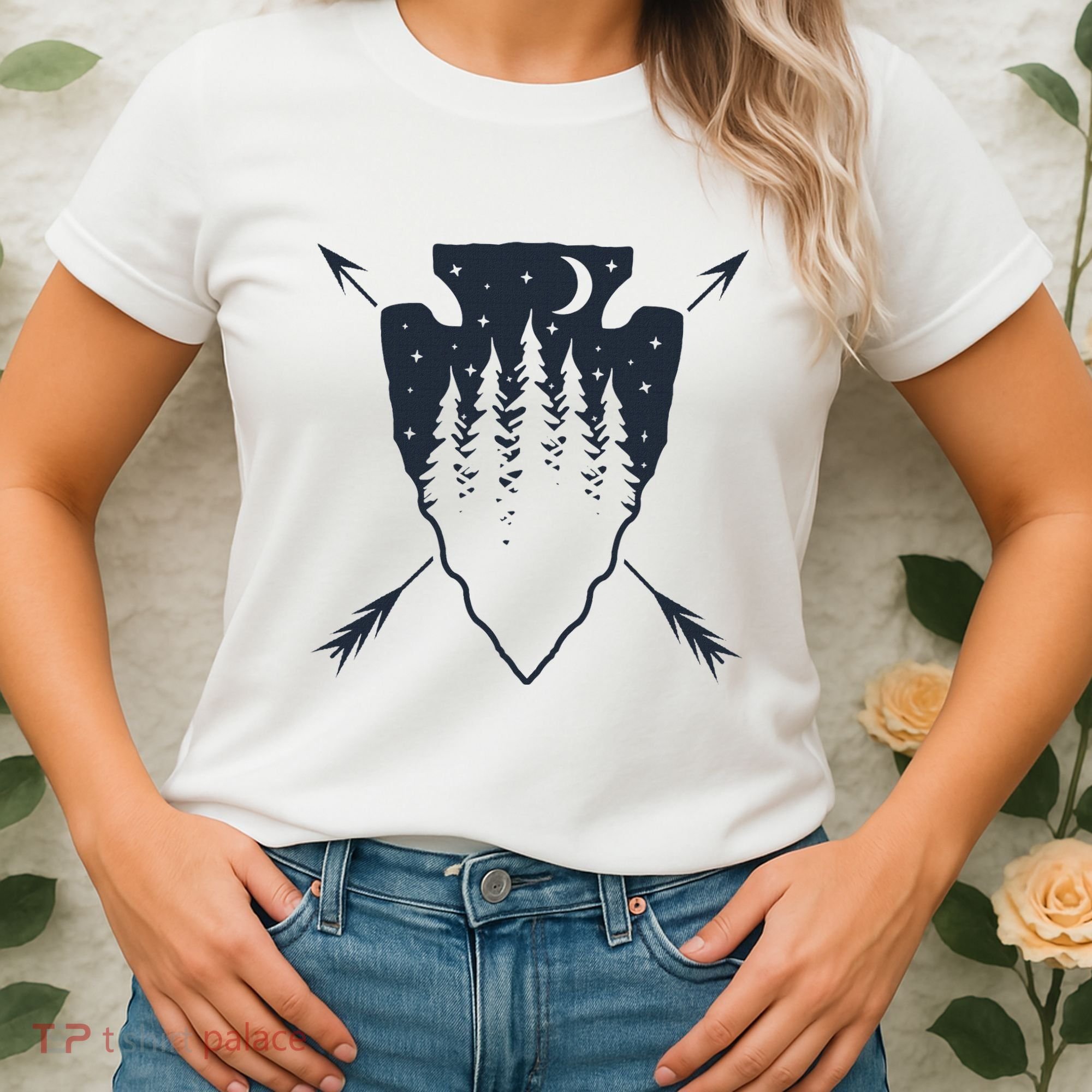 Arrowhead Hunting Pine Tree Moon Scenery Arrowhead Hunter Women's T-Shirt