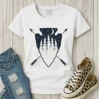 Arrowhead Hunting Pine Tree Moon Scenery Arrowhead Hunter Women's T-Shirt thumb 3