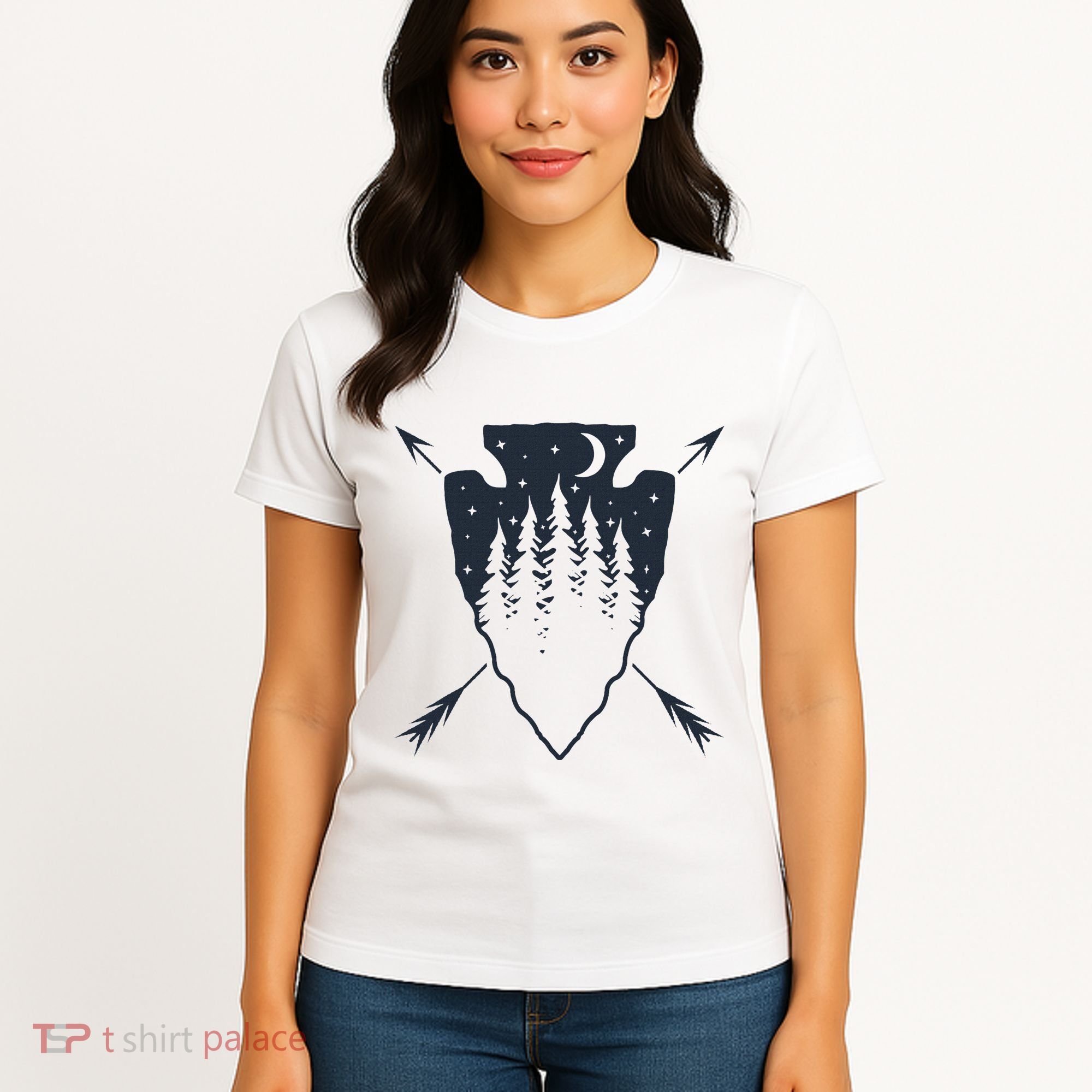 Arrowhead Hunting Pine Tree Moon Scenery Arrowhead Hunter Women's T-Shirt