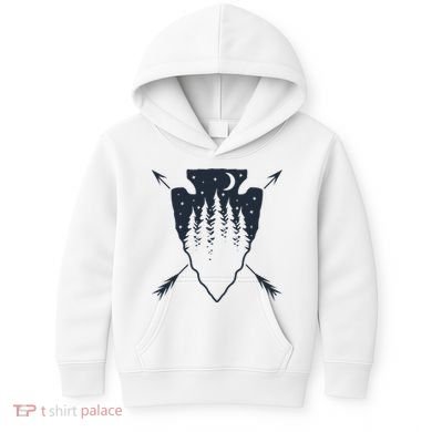 Arrowhead Hunting Pine Tree Moon Scenery Arrowhead Hunter Kids Hoodie