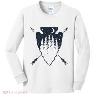 Arrowhead Hunting Pine Tree Moon Scenery Arrowhead Hunter Kids Long Sleeve Shirt thumb 0