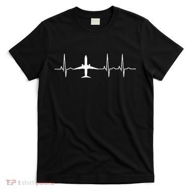 Airplane Heartbeat Pilot Flying Cool Aviator T-Shirt