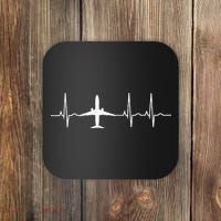 Airplane Heartbeat Pilot Flying Cool Aviator Coaster thumb 0