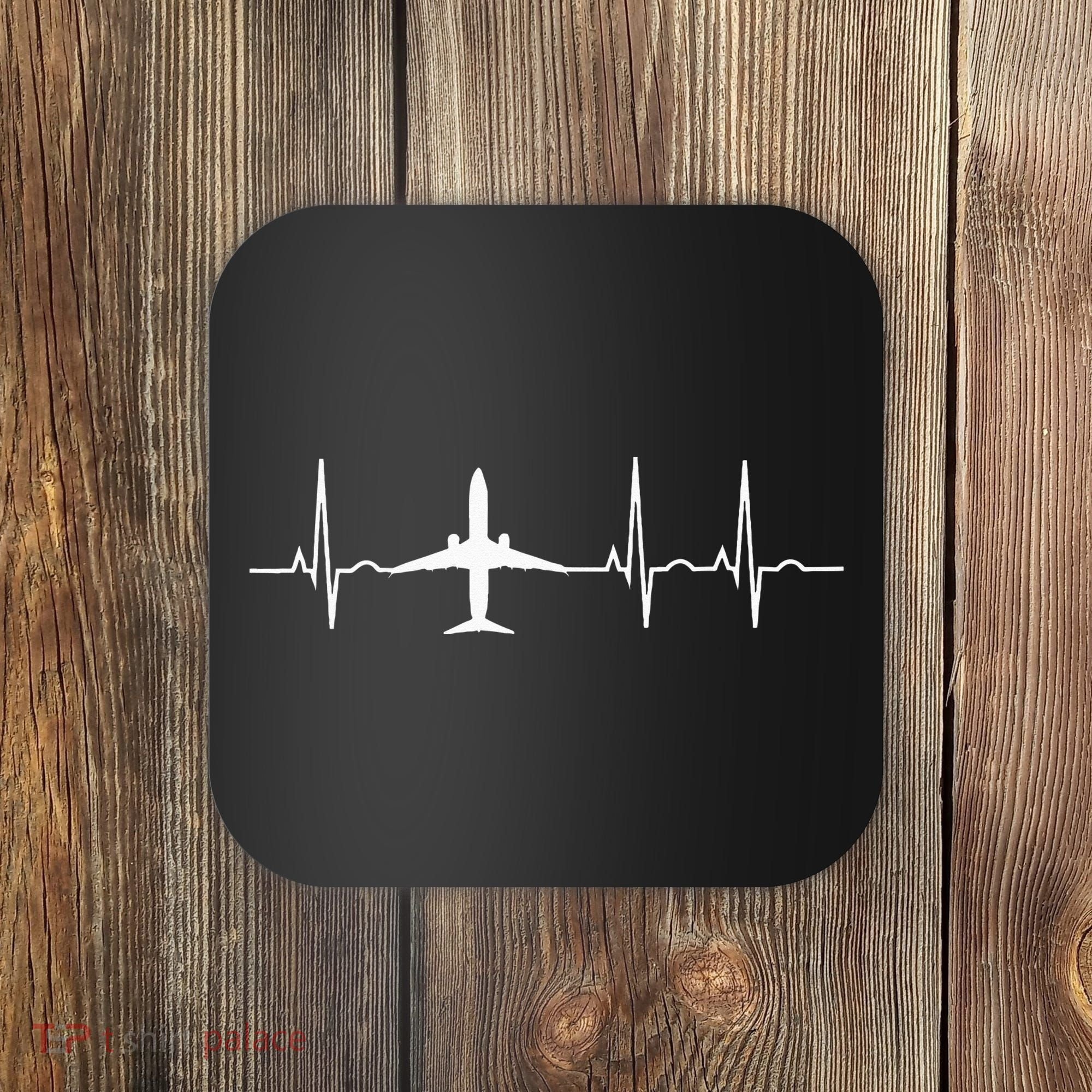Airplane Heartbeat Pilot Flying Cool Aviator Coaster