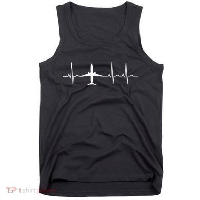 Airplane Heartbeat Pilot Flying Cool Aviator Tank Top