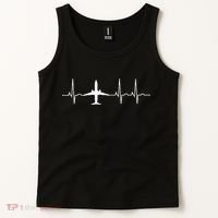 Airplane Heartbeat Pilot Flying Cool Aviator Tank Top thumb 2