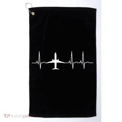 Airplane Heartbeat Pilot Flying Cool Aviator Golf Towel
