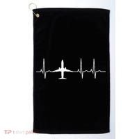 Airplane Heartbeat Pilot Flying Cool Aviator Golf Towel thumb 0
