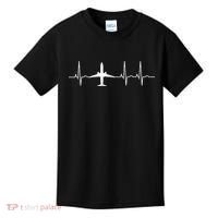Airplane Heartbeat Pilot Flying Cool Aviator Kids T-Shirt thumb 0