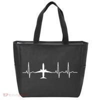 Airplane Heartbeat Pilot Flying Cool Aviator Tote Bag thumb 0