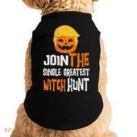 Anti-Trump Halloween Pumpkin Join Single Greatest Witch Hunt Doggie Tank thumb 0