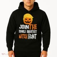 Anti-Trump Halloween Pumpkin Join Single Greatest Witch Hunt Hoodie thumb 2