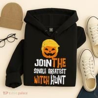Anti-Trump Halloween Pumpkin Join Single Greatest Witch Hunt Hoodie thumb 4