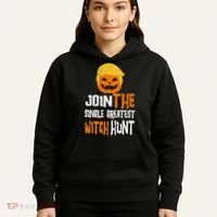Anti-Trump Halloween Pumpkin Join Single Greatest Witch Hunt Hoodie thumb 5