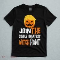 Anti-Trump Halloween Pumpkin Join Single Greatest Witch Hunt T-Shirt thumb 5