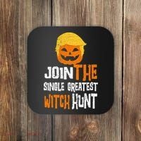Anti-Trump Halloween Pumpkin Join Single Greatest Witch Hunt Coaster thumb 0