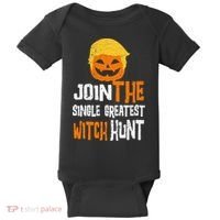 Anti-Trump Halloween Pumpkin Join Single Greatest Witch Hunt Baby Bodysuit thumb 0