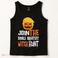 Anti-Trump Halloween Pumpkin Join Single Greatest Witch Hunt Tank Top thumb 2