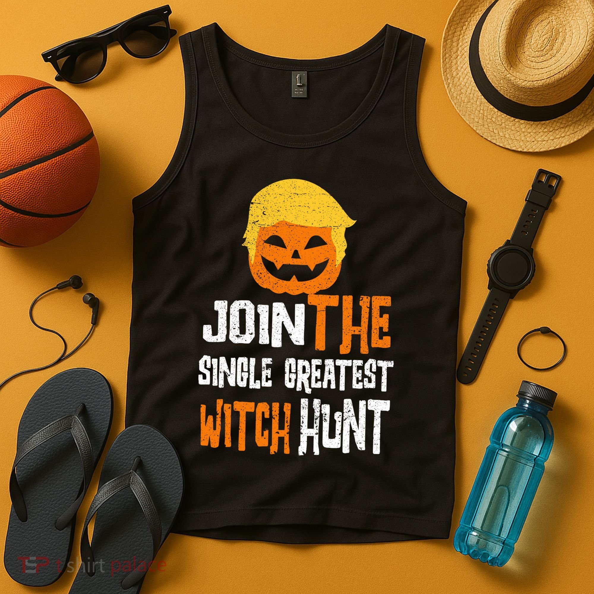 Anti-Trump Halloween Pumpkin Join Single Greatest Witch Hunt Tank Top