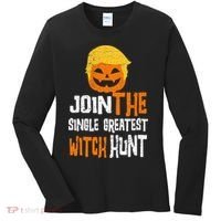 Anti-Trump Halloween Pumpkin Join Single Greatest Witch Hunt Women's Long Sleeve Shirt thumb 0
